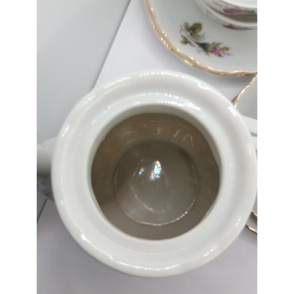 Royal Sealy Moss Rose China Mini Teapot, Creamer & Sugar w/Lid Made in Japan - Picture 4 of 16